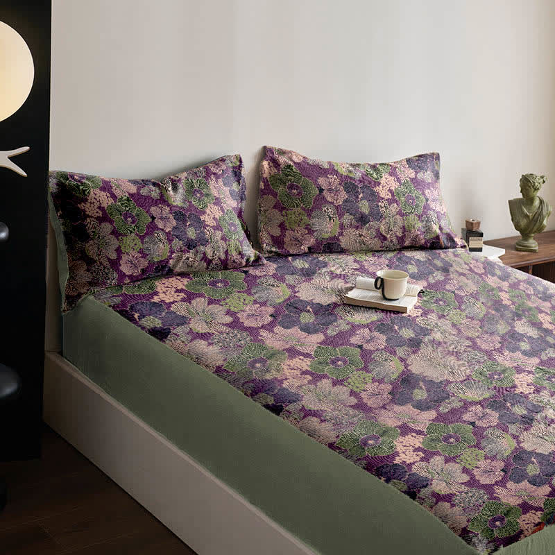 Spannbettlaken aus Baumwolljacquard mit Pfirsichblütenmuster - image 1