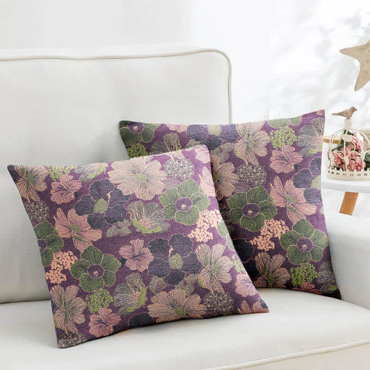 Quadratische Kissenbezüge aus Baumwolljacquard mit Pfirsichblütenmotiv (2 Stück) - 45cm x 45cm - image 0