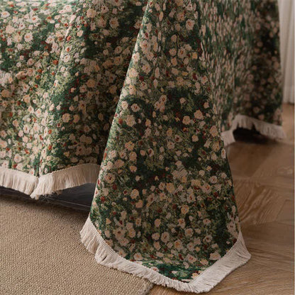 Sofaschoner mit Blumenmuster und Quasten im Landhausstil, Grün