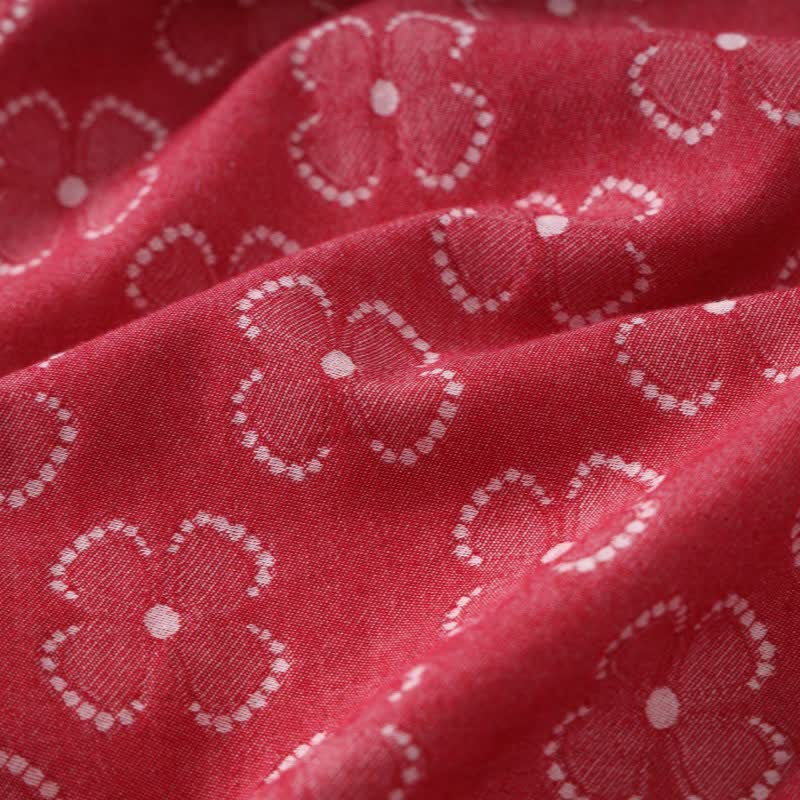 Kimono-Bademantel aus Baumwollgaze mit vierblättrigem Kleeblatt