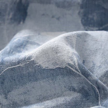 Unisex-Bademantel aus Baumwollgaze mit Blumenmuster, Blau