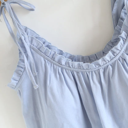 Gepolsterter Pyjama aus Baumwolle mit Rüschenbesatz und Camisole
