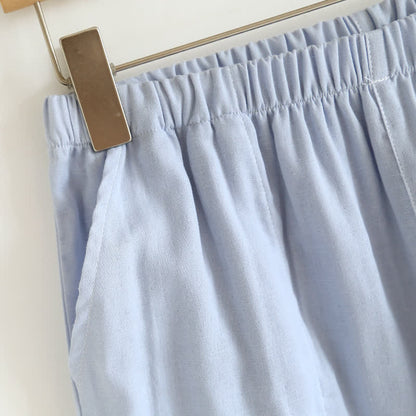 Einfarbiger Pyjama aus Baumwolle mit Rüschen