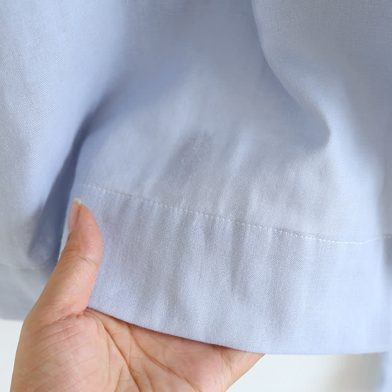 Einfarbiger Pyjama aus Baumwolle mit Rüschen