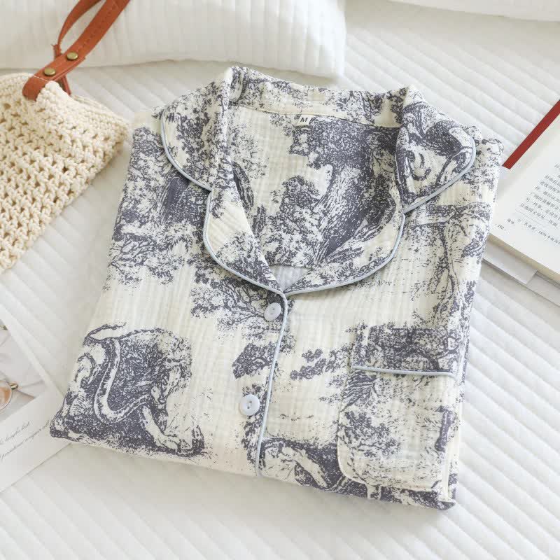Loungewear-Set aus Baumwolle mit Tiger Tree-Print