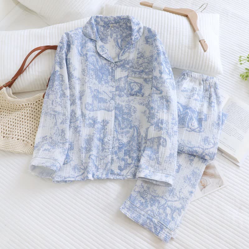 Loungewear-Set aus Baumwolle mit Tiger Tree-Print