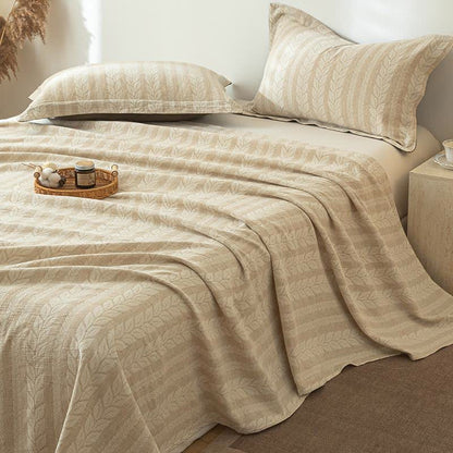 Tagesdecke aus Baumwollleinen mit Weizenstruktur in Beige