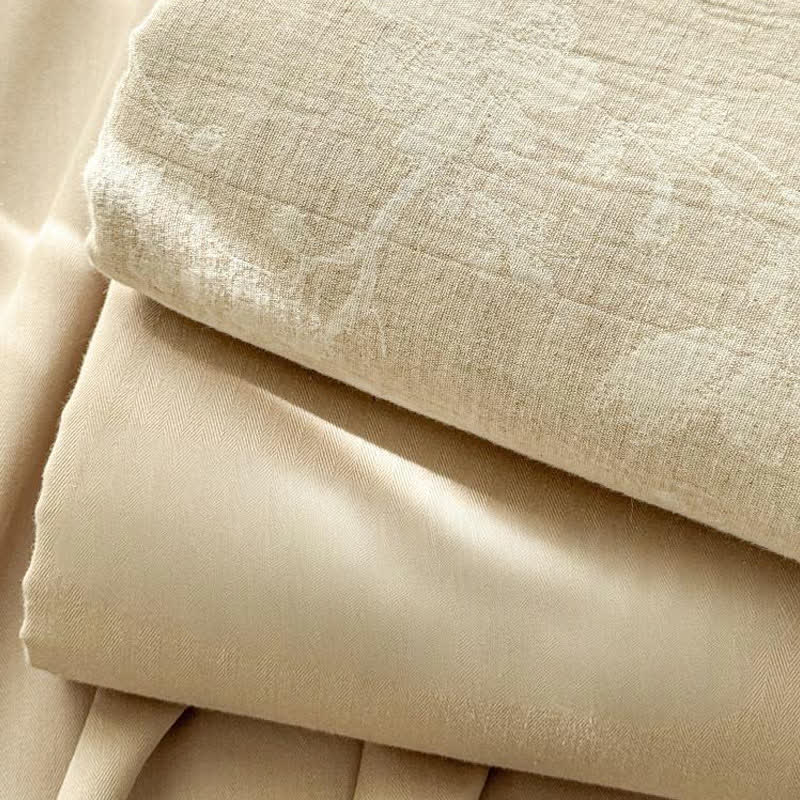 Beige Tagesdecke aus Baumwollleinen mit Blumenmuster