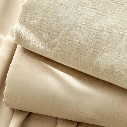 Beige Tagesdecke aus Baumwollleinen mit Blumenmuster