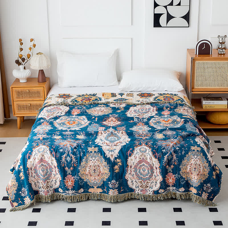 Baumwollgazedecke mit Boho-Tribal-Print