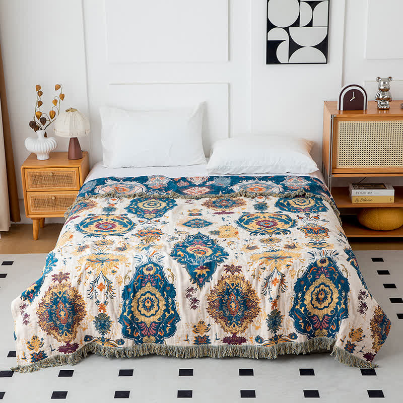 Baumwollgazedecke mit Boho-Tribal-Print