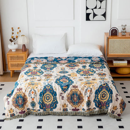 Baumwollgazedecke mit Boho-Tribal-Print