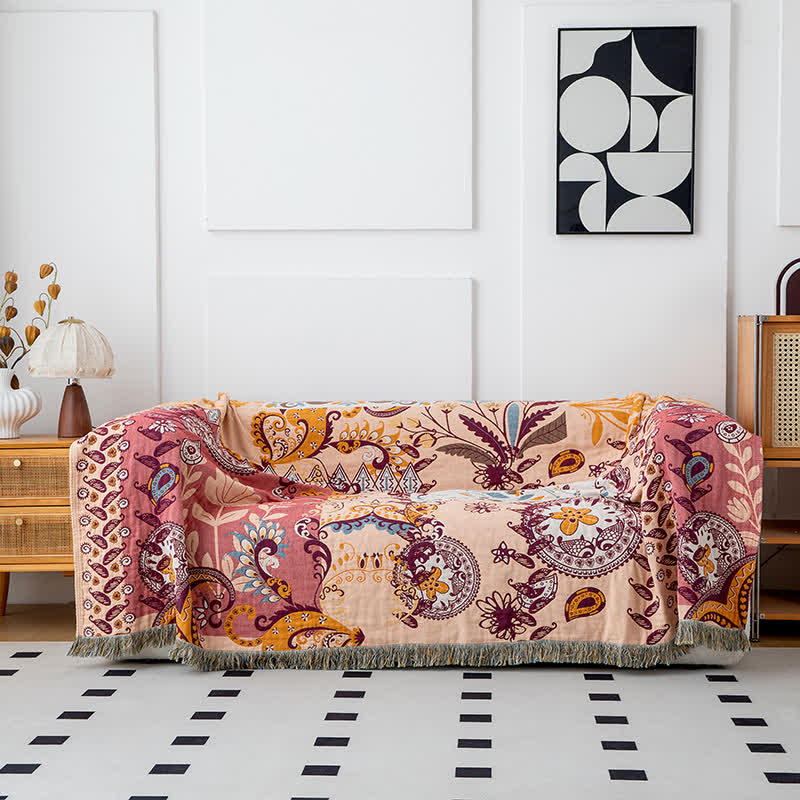 Wendedecke aus Baumwollgaze mit Paisley-Blumenmuster