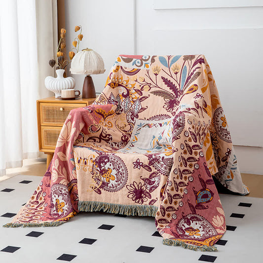 Wendedecke aus Baumwollgaze mit Paisley-Blumenmuster