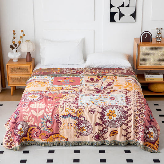 Wendesteppdecke aus Baumwollgaze mit Paisley-Blumenmuster