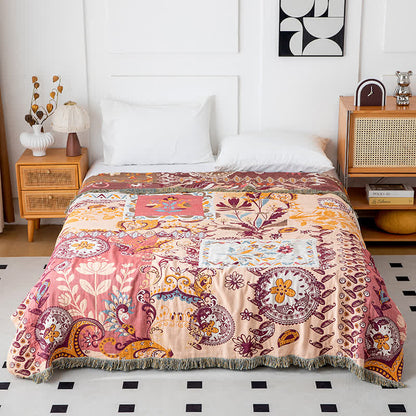 Wendedecke aus Baumwollgaze mit Paisley-Blumenmuster