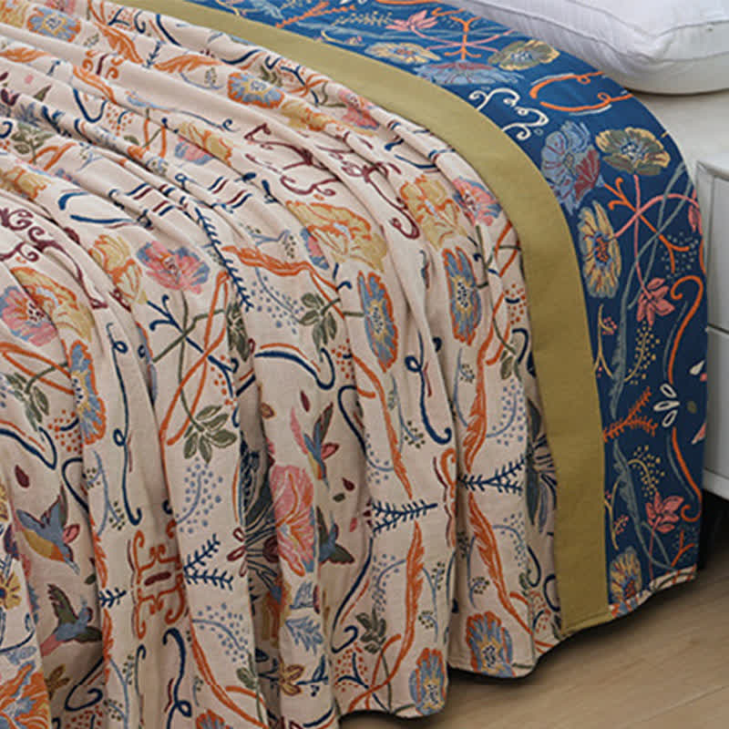 Steppdecke aus Baumwollgaze mit geometrischem Blumenmuster