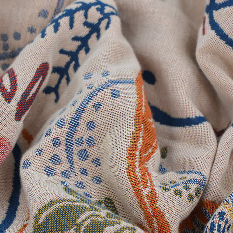 Steppdecke aus Baumwollgaze mit geometrischem Blumenmuster