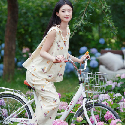 Ärmelloses Loungewear-Set aus Baumwolle mit Loquat-Print