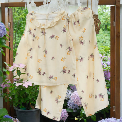 Ärmelloses Loungewear-Set aus Baumwolle mit Loquat-Print