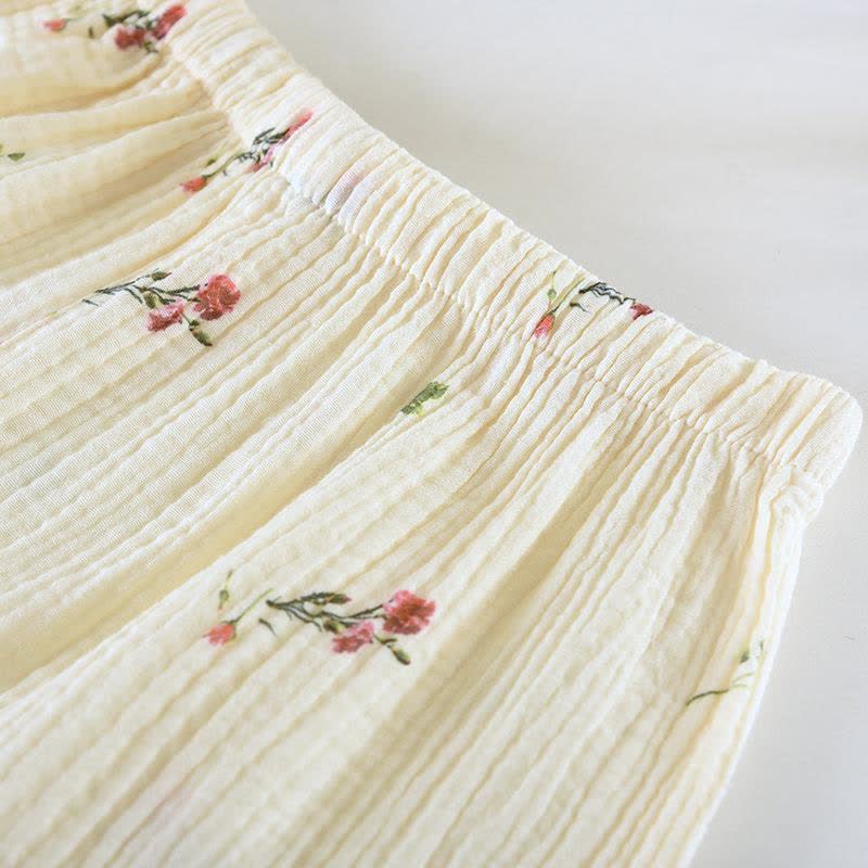 Loungewear-Set aus Baumwollgaze in Carnation Beige