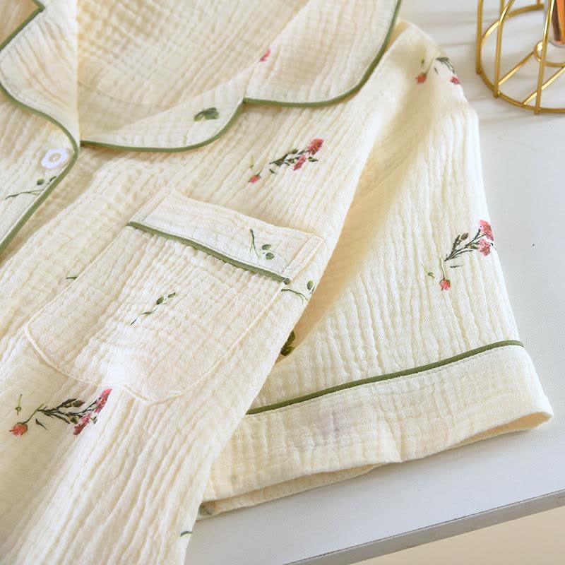Loungewear-Set aus Baumwollgaze in Carnation Beige