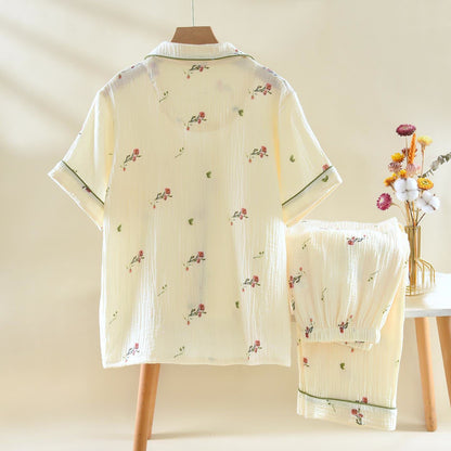 Loungewear-Set aus Baumwollgaze in Carnation Beige