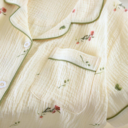 Loungewear-Set aus Baumwollgaze in Carnation Beige