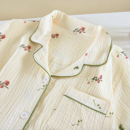 Loungewear-Set aus Baumwollgaze in Carnation Beige