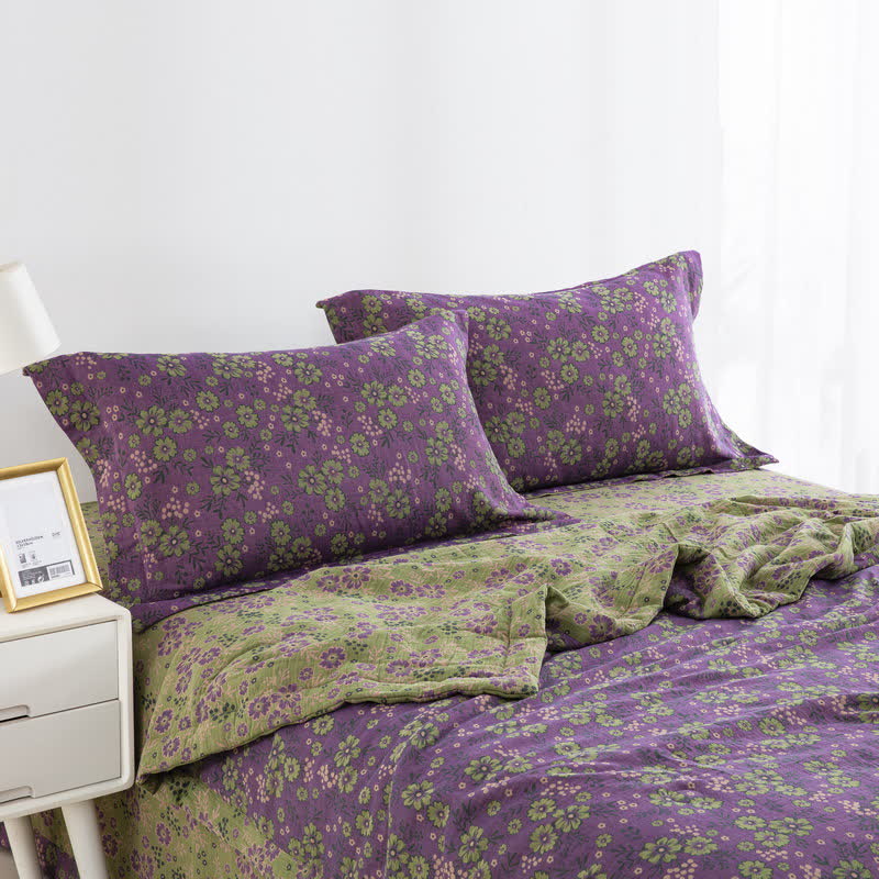 Jacquard-Steppdecke aus Baumwollgaze mit Pflaumenblütenmuster