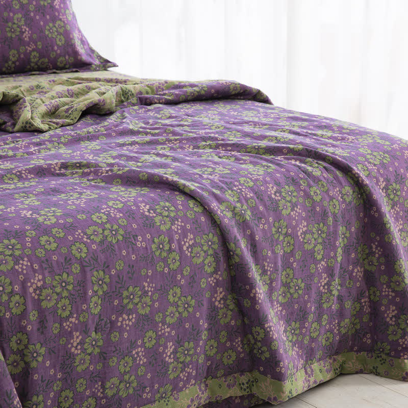 Jacquard-Steppdecke aus Baumwollgaze mit Pflaumenblütenmuster