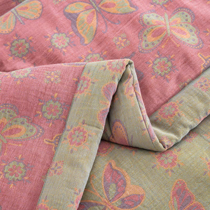 Rosa Schmetterlings-Steppdecke aus Baumwollgaze-Jacquard