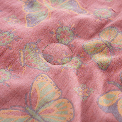 Rosa Schmetterlings-Steppdecke aus Baumwollgaze-Jacquard