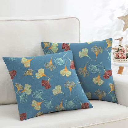 Quadratische Kissenbezüge aus Ginkgo-Biloba-Baumwolljacquard (2 Stück) - Blau - 45cm x 45cm - image 1