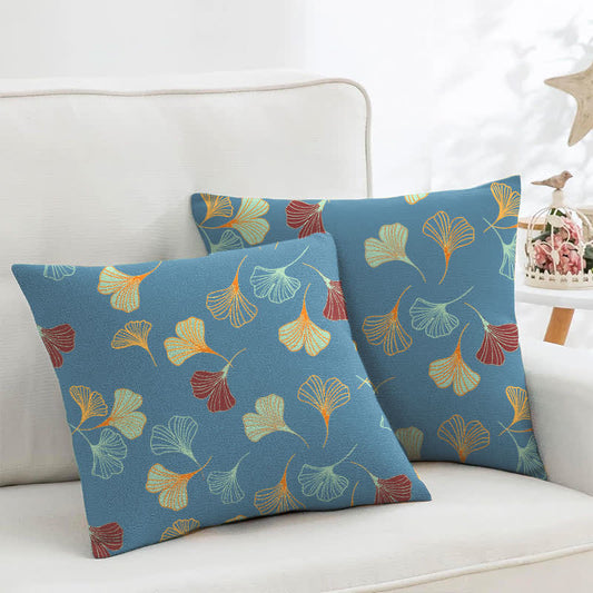 Quadratische Kissenbezüge aus Ginkgo-Biloba-Baumwolljacquard (2 Stück) - Blau - 45cm x 45cm - image 1