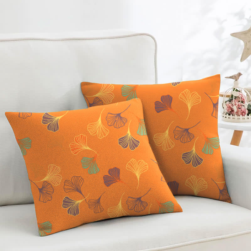 Quadratische Kissenbezüge aus Ginkgo-Biloba-Baumwolljacquard (2 Stück) - Orange - 45cm x 45cm - image 5