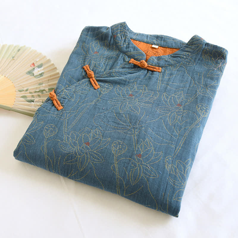 Vintage Lotus Baumwolle Double Gauze Nachthemd