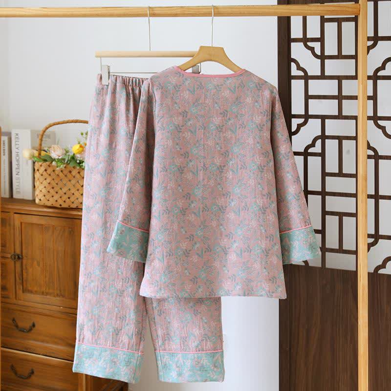 Pyjama aus Baumwollgaze-Jacquard mit orientalischem Blumenmuster