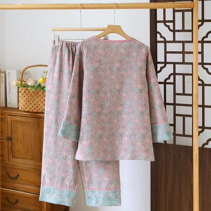 Pyjama aus Baumwollgaze-Jacquard mit orientalischem Blumenmuster