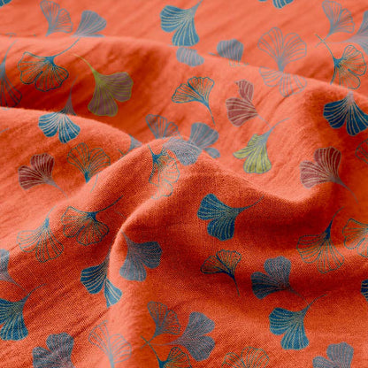 Wendbare Tagesdecke aus Baumwollgaze-Jacquard „Ginkgo“