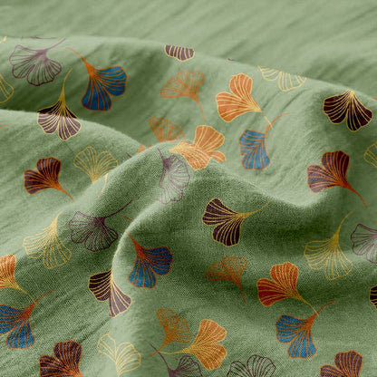 Wendbare Tagesdecke aus Baumwollgaze-Jacquard „Ginkgo“