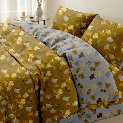 Ginkgo Biloba-Bettwäscheset aus Baumwolle (4-teilig)
