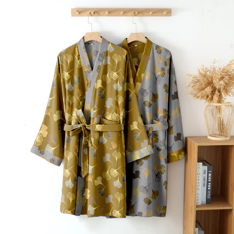 Kimono-Bademantel aus Baumwollgaze „Ginkgo Biloba“ - image 6