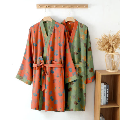 Kimono-Bademantel aus Baumwollgaze „Ginkgo Biloba“ - image 3