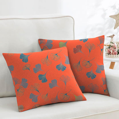 Quadratische Kissenbezüge aus Ginkgo-Biloba-Baumwolljacquard (2 Stück) - Leuchtendes Orange - 45cm x 45cm - image 33