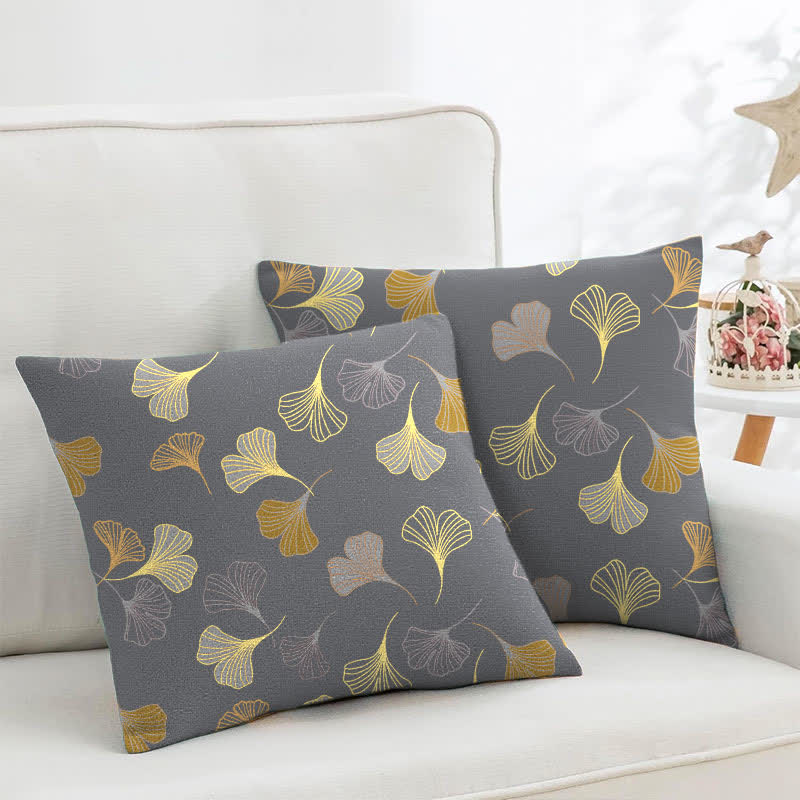 Quadratische Kissenbezüge aus Ginkgo-Biloba-Baumwolljacquard (2 Stück) - Dunkelgrau - 45cm x 45cm - image 29