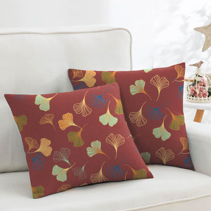 Quadratische Kissenbezüge aus Ginkgo-Biloba-Baumwolljacquard (2 Stück) - Rot - 45cm x 45cm - image 21