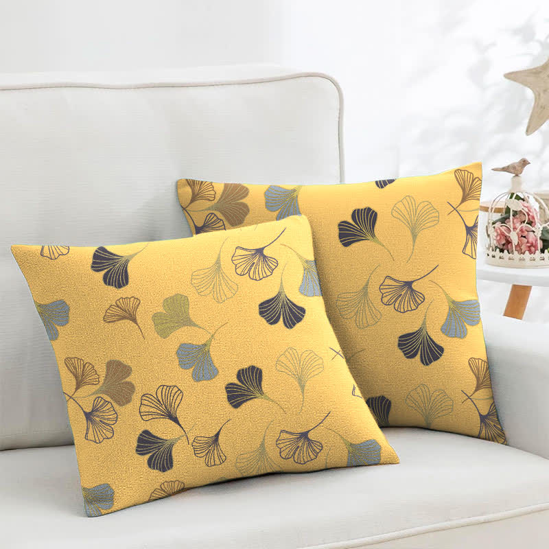 Quadratische Kissenbezüge aus Ginkgo-Biloba-Baumwolljacquard (2 Stück) - Hellgelb - 45cm x 45cm - image 13