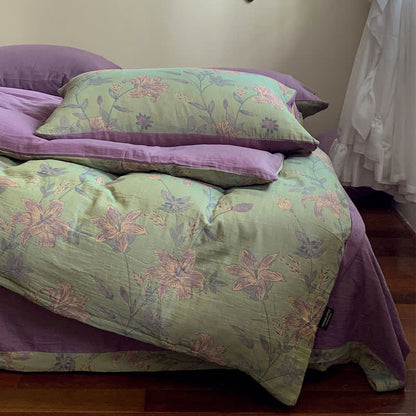 Lily Baumwoll-Doppel-Jacquard-Bettwäscheset (4-teilig)