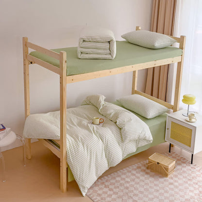 Minimalistisches gestreiftes Bettwäscheset aus Baumwolle für den Schlafsaal - image 3